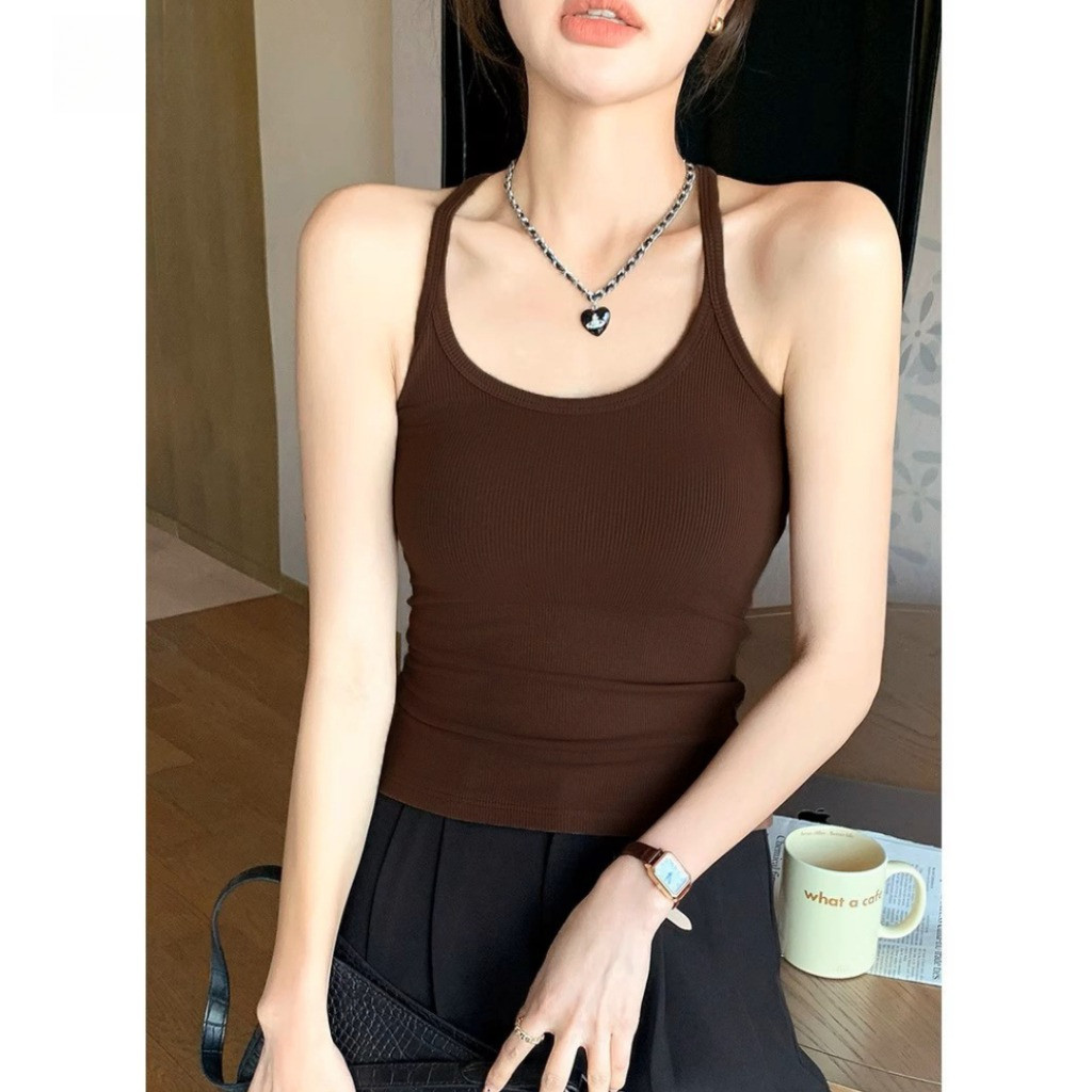 Jade Couture Studio Áo hai dây nữ trơn Gumee, áo ba lỗ 2 dây bra dáng dài ôm body chất mềm mịn mặc n