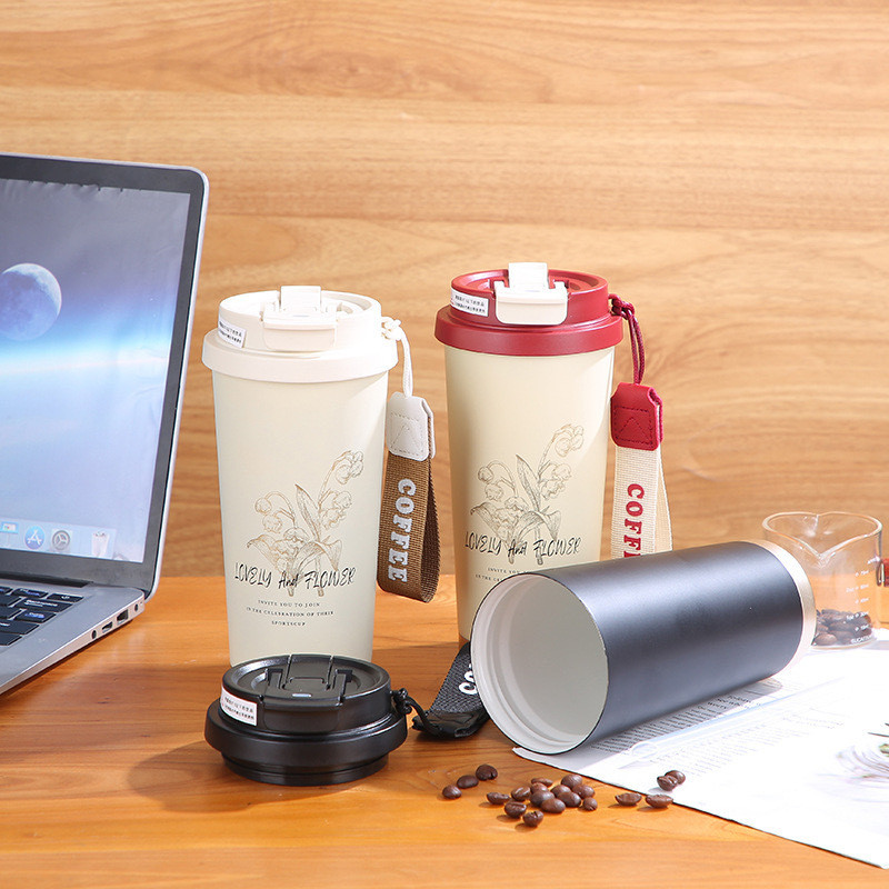 Thời Trang Cao Cấp Lily Of The Valley Cà Phê 316 Thép Không Gỉ Gốm Lót Nhiệt Cốc Di Động Xe Lily Of 