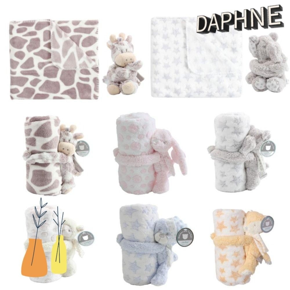 DAPHS 2 Pcs Set Luxury Baby Blanket Flannel Newborn Gift Sleeping Blanket Soft Plush Rabbit Design 7