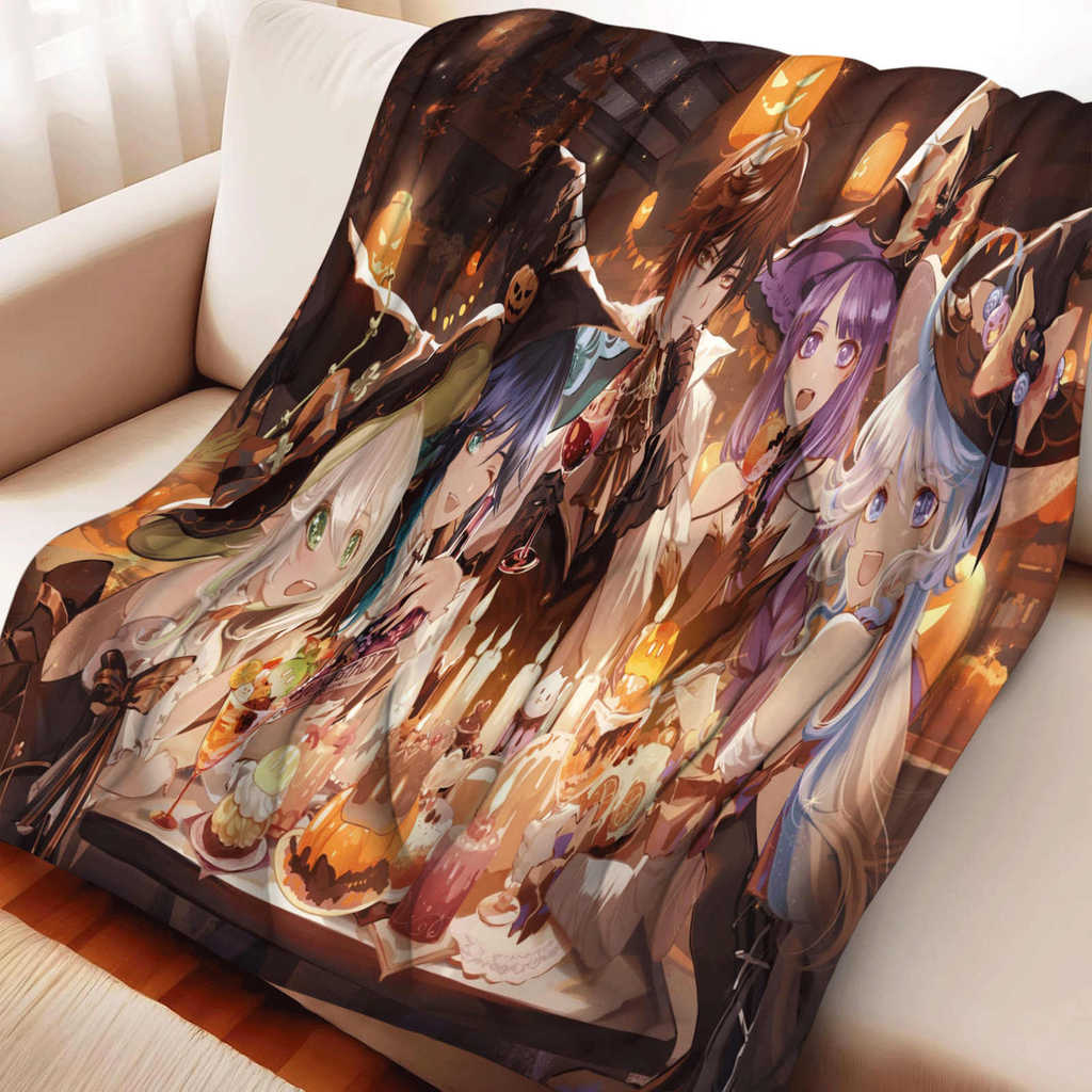 Genshin Impact Zhongli Chăn Flannel Thu Đông Đa Năng Siêu Mềm Ném Chăn Cho Giường Ô Tô Chăn