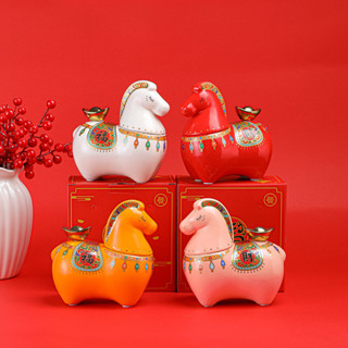 Phong Cách Trung Hoa Mới Ngay Lập Tức Giàu Trà Caddy Boss Trang Trí Bàn Đồ Trang Trí Ngựa Gốm Thủ Công Cưới Hộp Kẹo Quà Tặng Đám Cưới