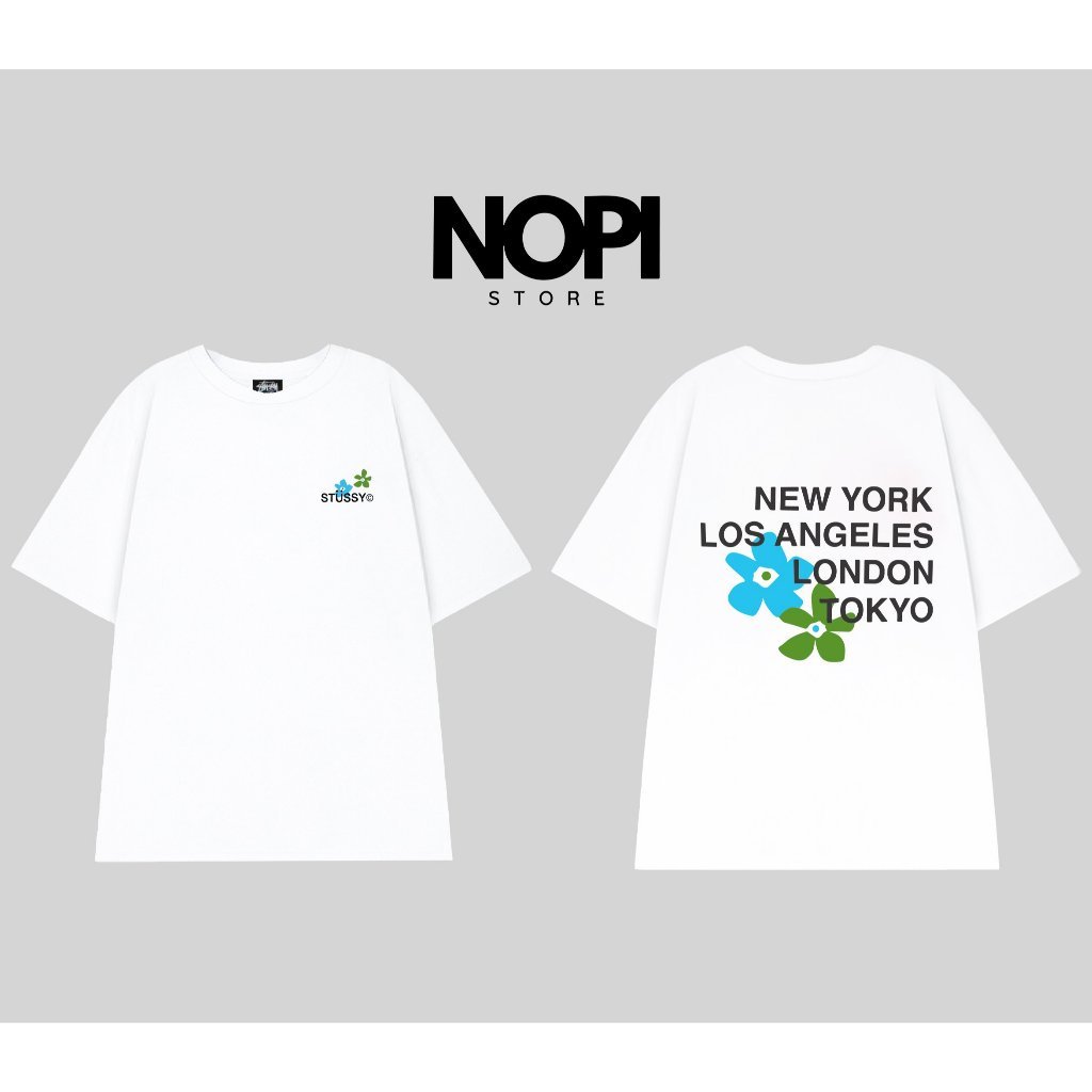 (COD) ÁO THUN STUSSY CITY FLOWERS FORM RỘNG NAM NỮ UNISEX VẢI COTTON HAI CHIỀU DÀY DẶN - NOPI STORE
