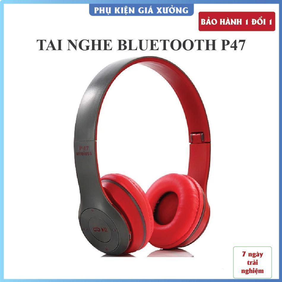 Tai Nghe Chụp Tai Bluetooth P47, Tai Không Dây Thẻ Nhớ, Có Mic, Âm Bass Cực Chất, Nghe Nhạc Cực Hay 