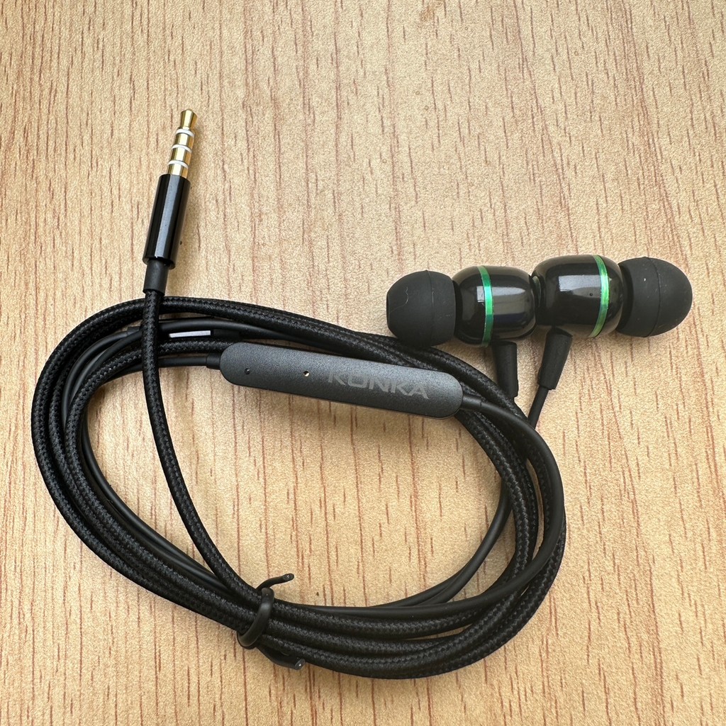 KONKA KONKA Tai nghe có dây 3,5mm Dây bện Tai nghe kim loại Điều khiển dây có nút Loa siêu trầm Tai 