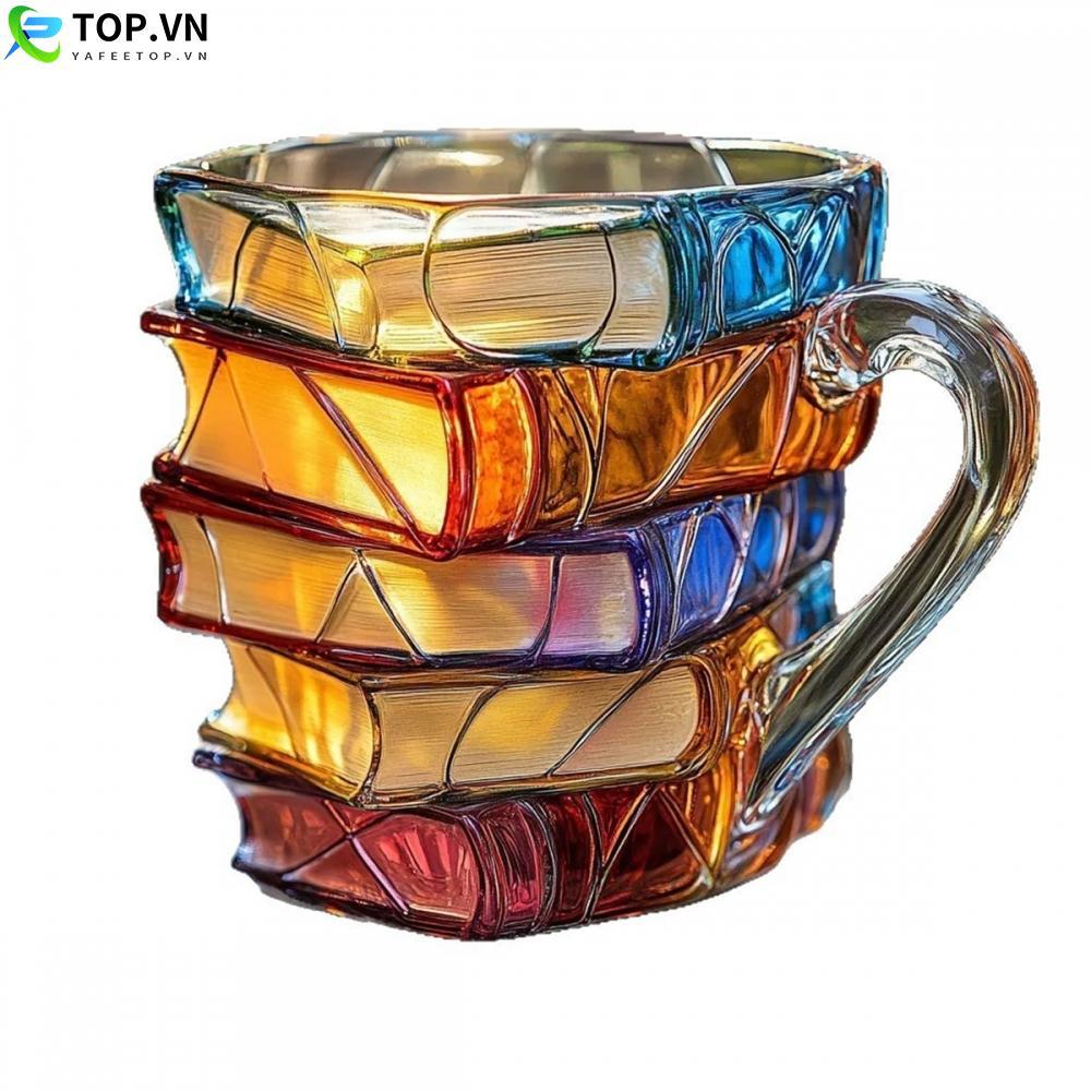 3D Book Stack Mug Coffee And Tea Mug Hand-Painted Coffee Mug For Book Lovers