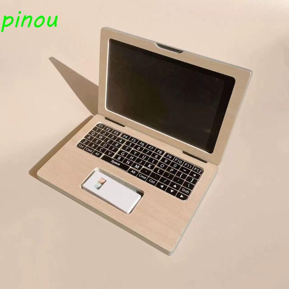 Longqiyeng Simulation Drawing Board Wooden Laptop-Shaped Early Educational Board Multifunctional Mat