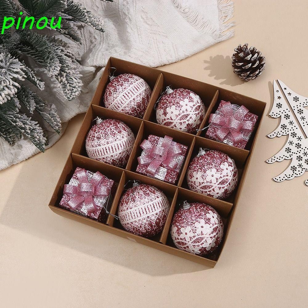 Longqiyeng 9 Pcs Foam Christmas Ball Pendant Shiny 8cm Hanging Christmas Ornaments Reusable Unbreaka
