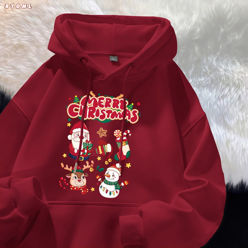 Áo Hoodie Giáng unisex Sinh Ông Noel, Hươu Nai &  Nhân Tuyết - Thiết Kế Cute Trendy, Độc Đáo - RTOML