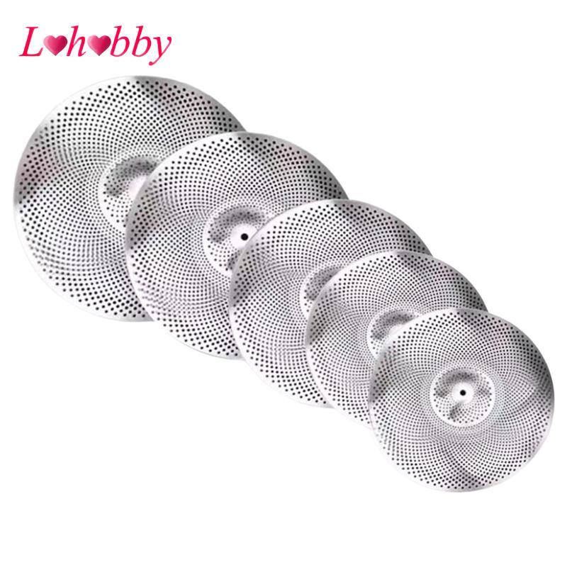 Lohobby 5x Drummer Practice Cymbal Low Volume Cymbals 14 "Hi Hat + 16" Crash + 18 '"