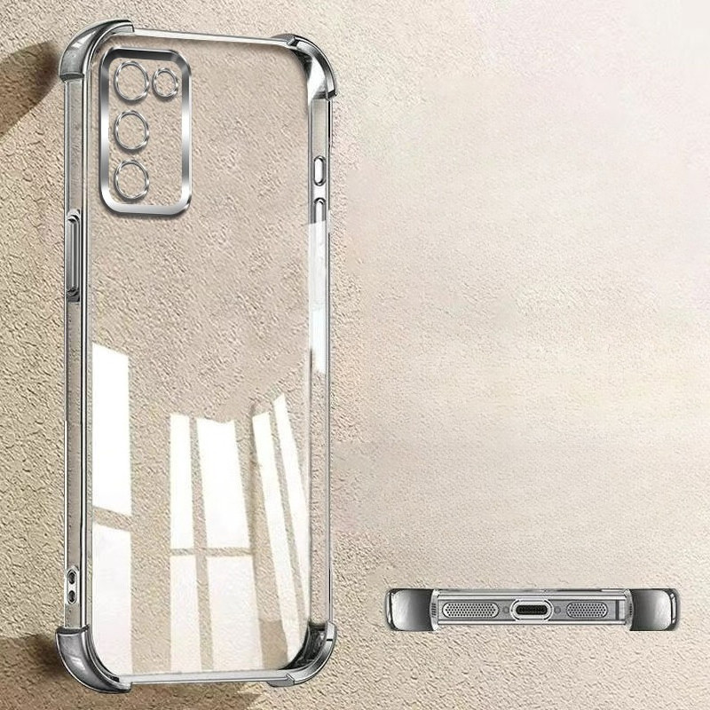 Ốp Điện Thoại Chống Sốc Trong Suốt Mạ Màu Tím Cho OPPO A55 A56 A53S A54 A16 A95 A79 5G Vỏ Chống Sốc 