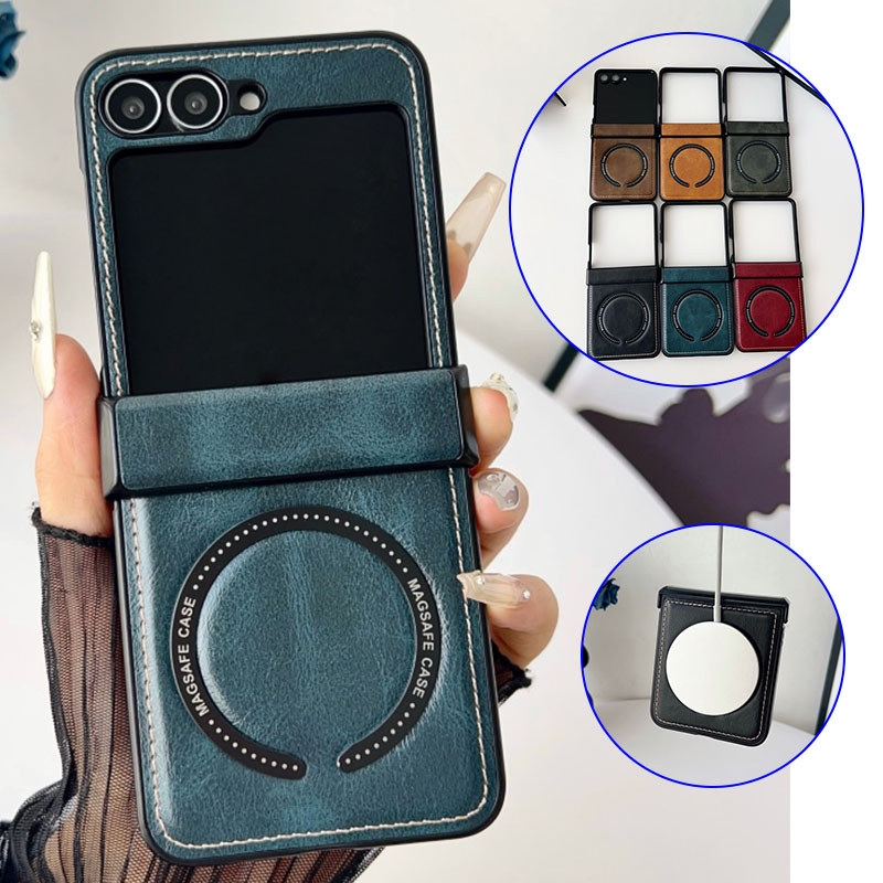 Vỏ điện thoại da thuần chay cổ điển cho Samsung Galaxy Z Flip 7 Flip 7 Flip 7FE Z Flip 6 Z Flip 5 Z 