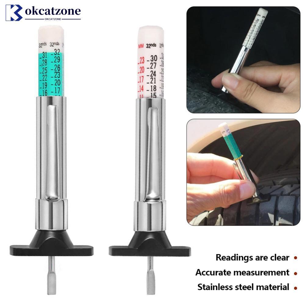 OKCATZONE Ô Tô Lốp Lốp Máy Đo Độ Sâu Máy Đo Độ Dày Kỹ Thuật Số Hoa Văn Thước Đo Bút Tự Động 25MM Tre