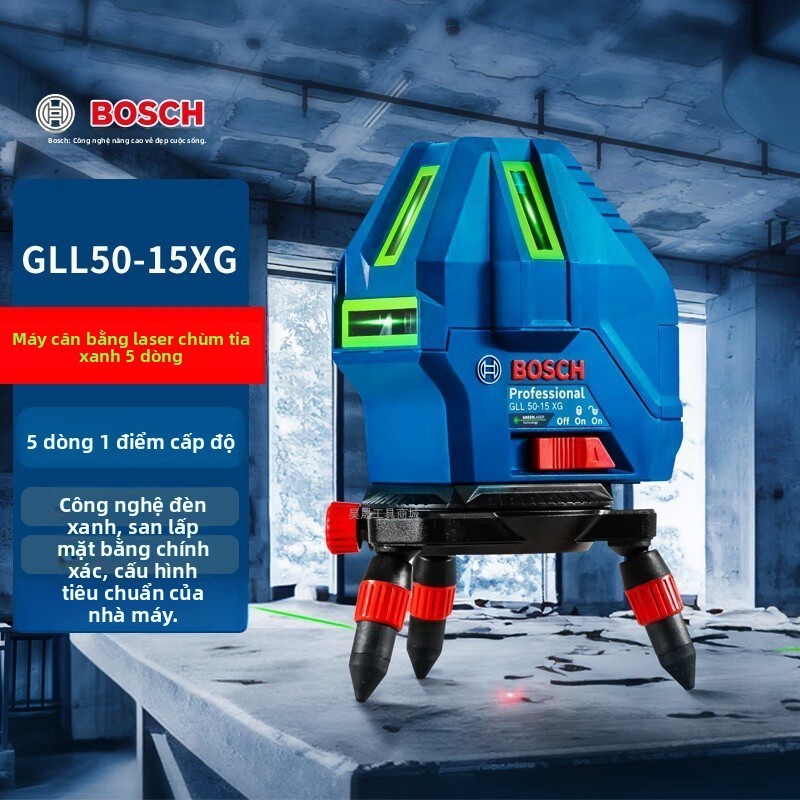 【Laser 3 trong 1】Máy đo mức laser Bosch GLL50-15XG, đo khoảng cách hồng ngoại, đánh dấu đường thẳng,