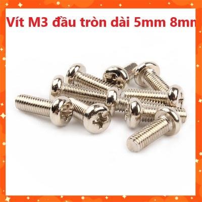 Gói 30 Con - Vít M3 đầu tròn dài 5mm - M3*5, dài 8mm - M3*8, Gói 10 Con - Đai Ốc Lục Giác M3 - đường