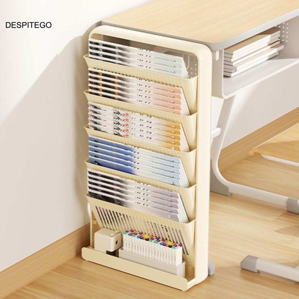 DESPITEGO Dụng cụ sắp xếp bàn học, 3 / 5 lớp Cấu trúc Kệ sách dung tích lớn nhiều lớp, Kệ sách treo 