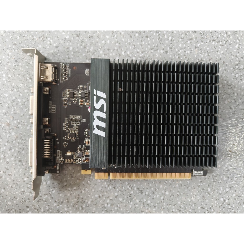 Card đồ họa MSI GT710 1G Giao diện hiển thị bộ nhớ 1G: 1 x HDMI, 1 x DVI, 1 x VGA