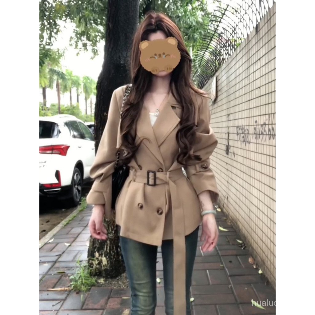 25Short trench coat for women autumn and winter tops