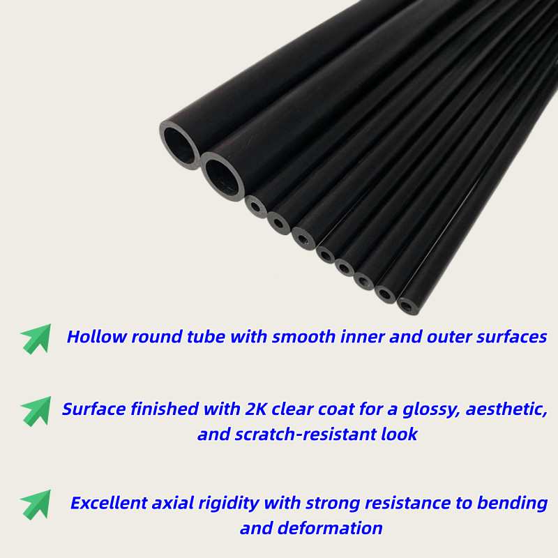 Ống sợi Carbon cường độ cao & nhẹ: 2mm, 3mm 5mm10mm OD Ống rỗng cho các mẫu máy bay không người lái 