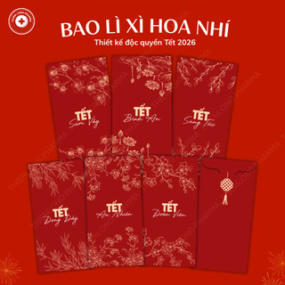  Bao lì xì Tết Bính Ngọ 2026 Set 48 bao lì xì Tết Hoa Nhí thiết kế độc quyền chất liệu giấy C150 loại tốt 