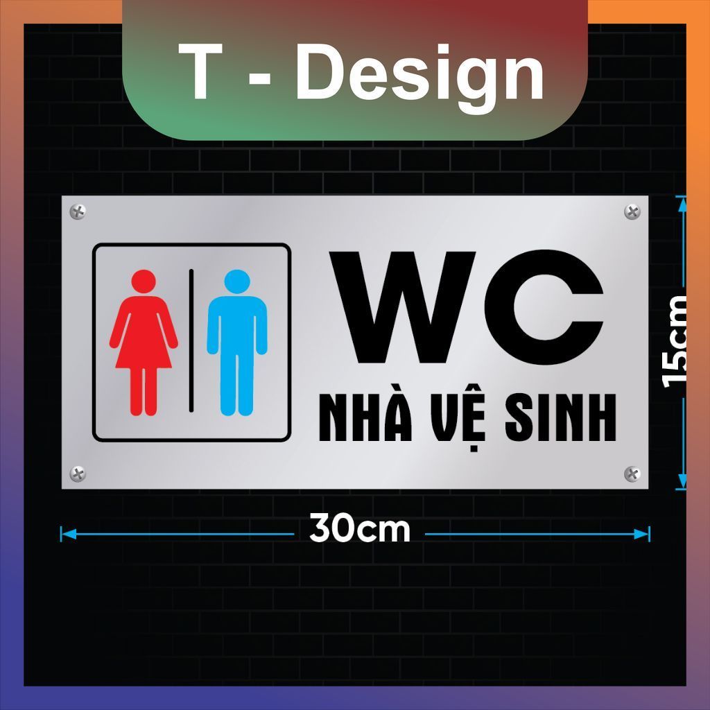 Decal Nhà Vệ Sinh, Decal WC Toilet, Bảng Chỉ Dẫn Nhà Vệ Sinh, Restroom, Khu Vực WC Vệ Sinh Cỡ Lớn Ch