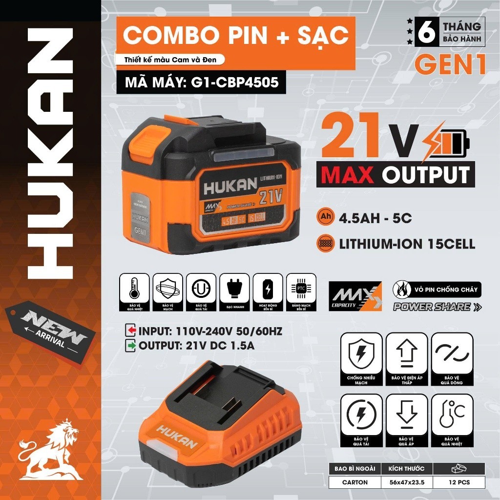 [HỎA TỐC TPHCM] Bộ pin +sạc 15cell HUKAN G1-CBP4505