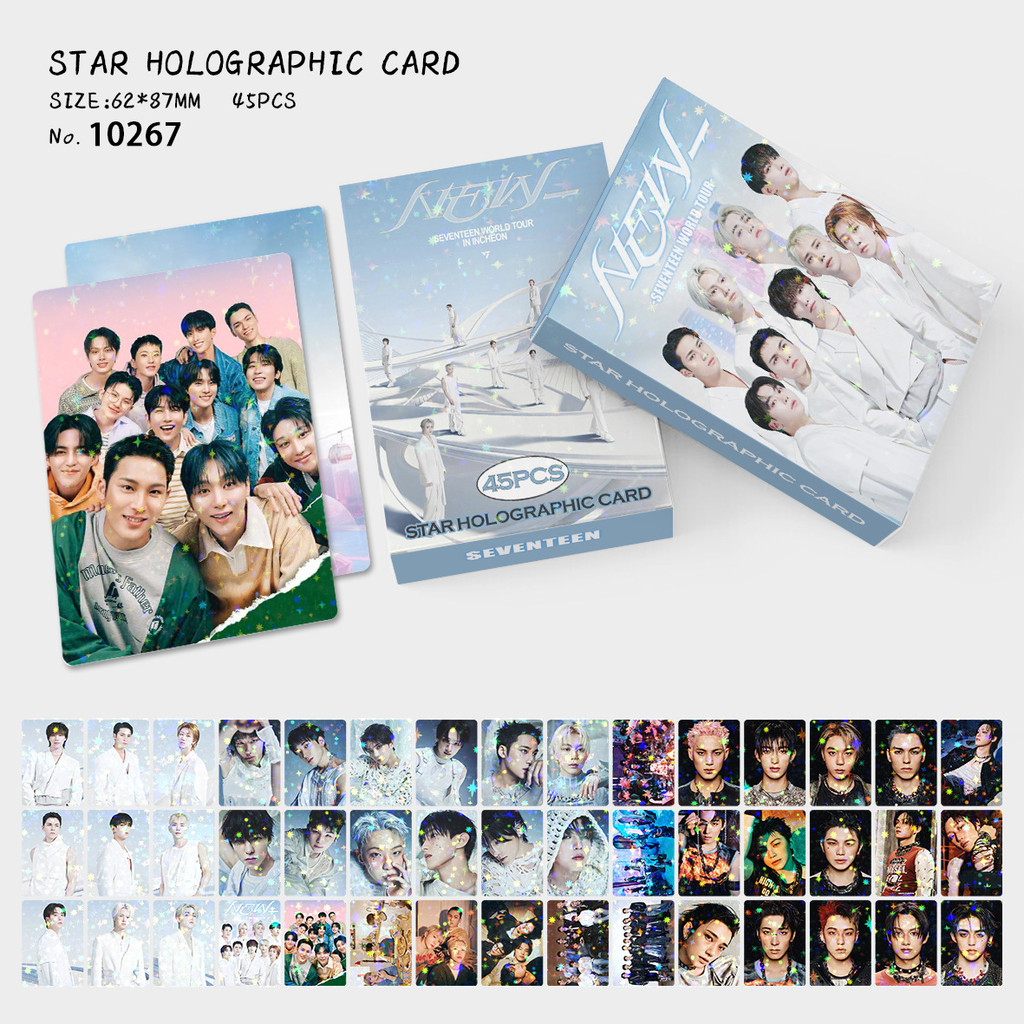 45 Chiếc SEVENTEEN NEW _ Star Holographic Lomo Cards Starkissed STRAY KIDS JUNG KOOK ATEEZ Hành Động