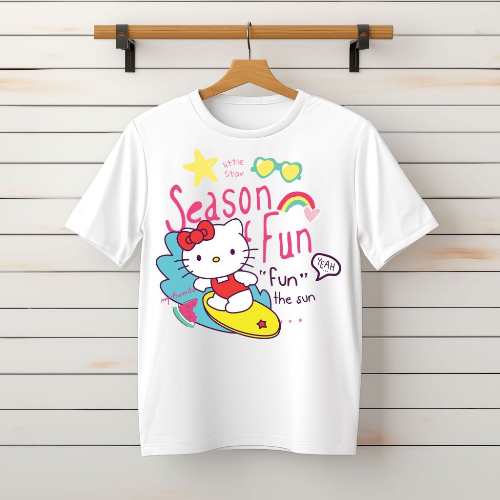 Áo phông, Áo Thun Áo Cộc unisex Nam Nữ, Hello Kitty 26 - Form Xuông [Vietnam FC]