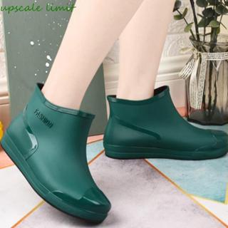Giày bốt nước dày UPSCALE LIMIT, Giày đi mưa nữ chống trượt chống mài mòn, Ống ngắn thời trang màu trơn Nền tảng chống thấm nước cao su Overshoes Nữ