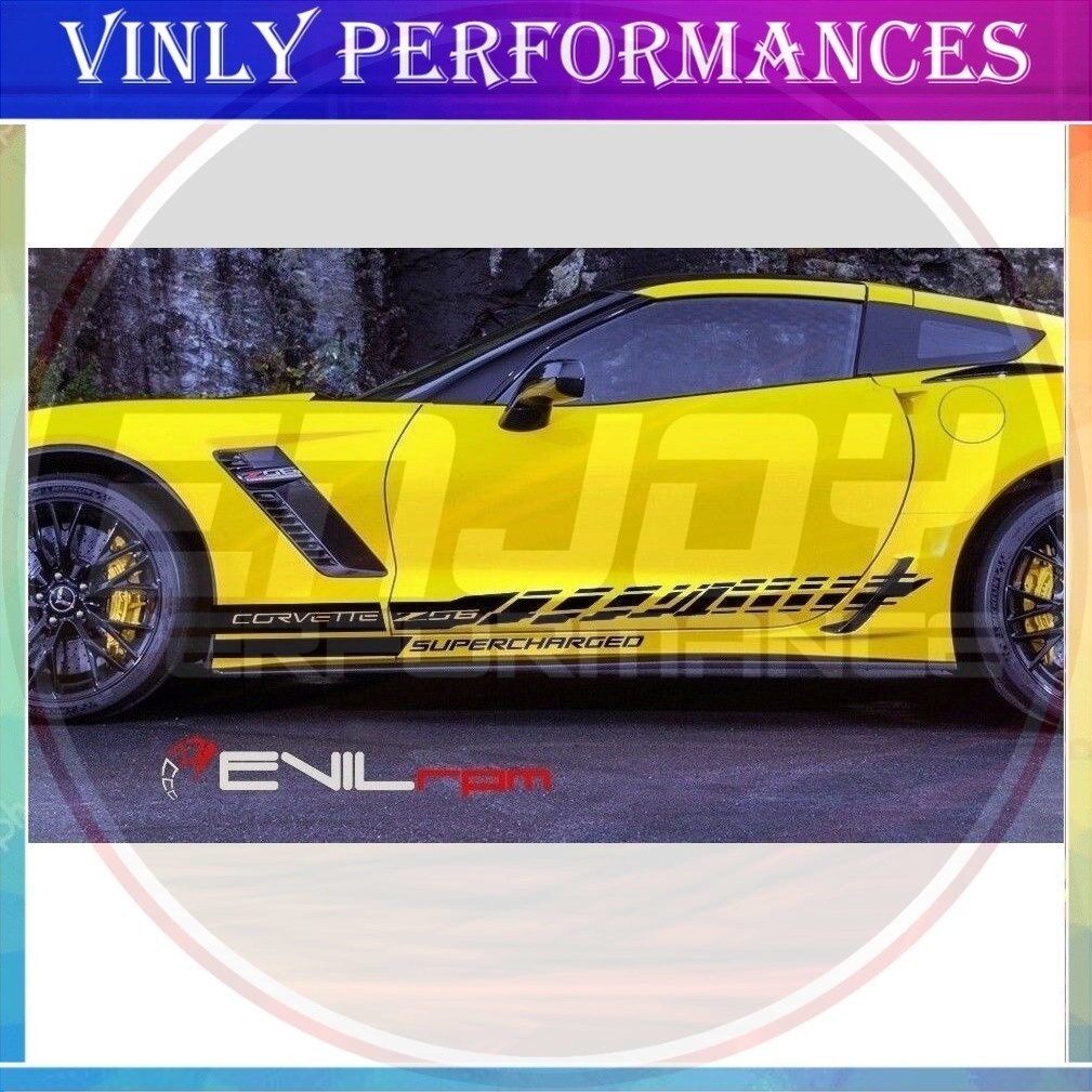 Cho 1 Bộ / 2 Chiếc Cửa Bên Decal Graphic Sticker Kit Chevy Corvette Z06 C7 2015-2018 Kiểu Dáng Xe