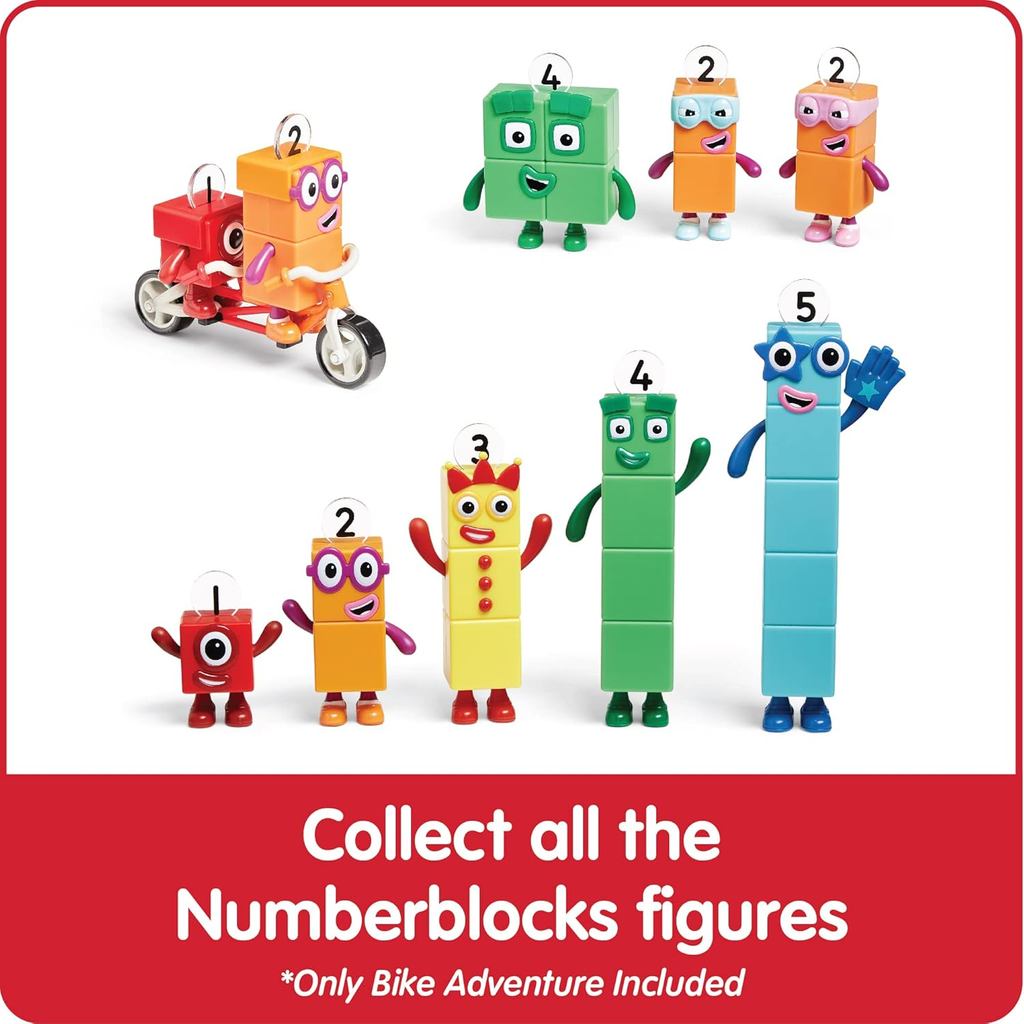 Bộ quà tặng giáo dục hoàn hảo Numberblocks Một và Hai, nhân vật hành động phiêu lưu xe đạp với phươn