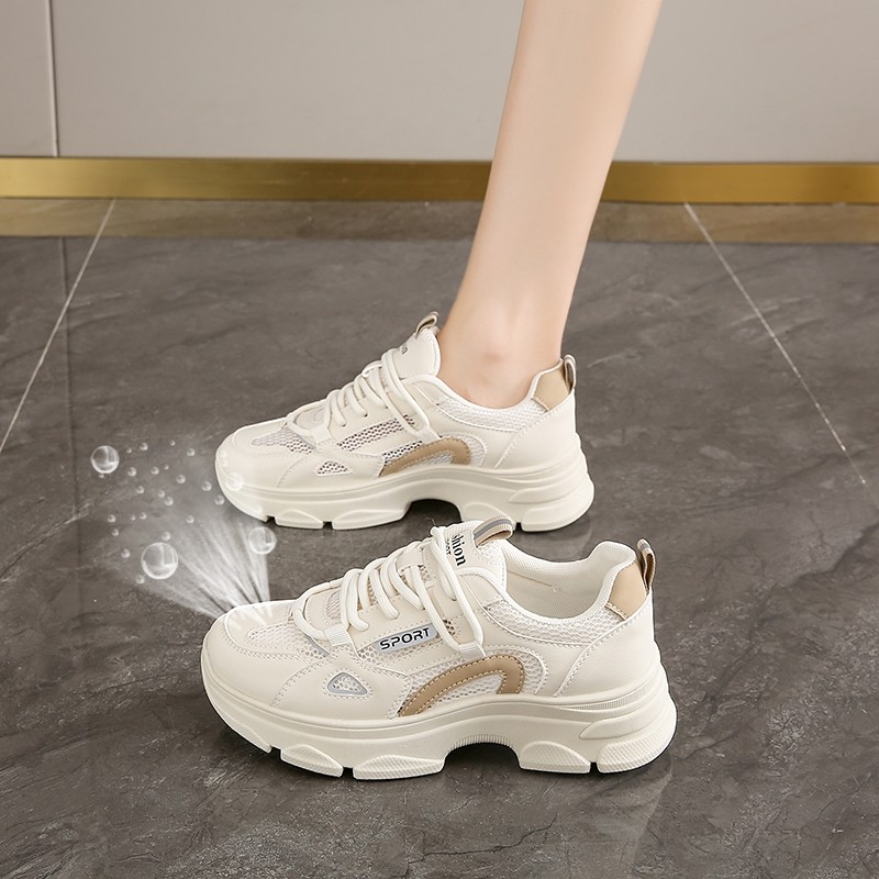 Women's Flat Fashion Korean Style Casual Summer Through the Net Women's Sports Dad Sneakers