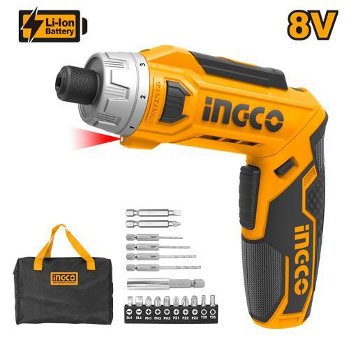 8V Máy siết vít gập INGCO CSDLI0801, Máy siết vít dùng pin Lithium, lực siết 6N.m, máy bắn vít gập