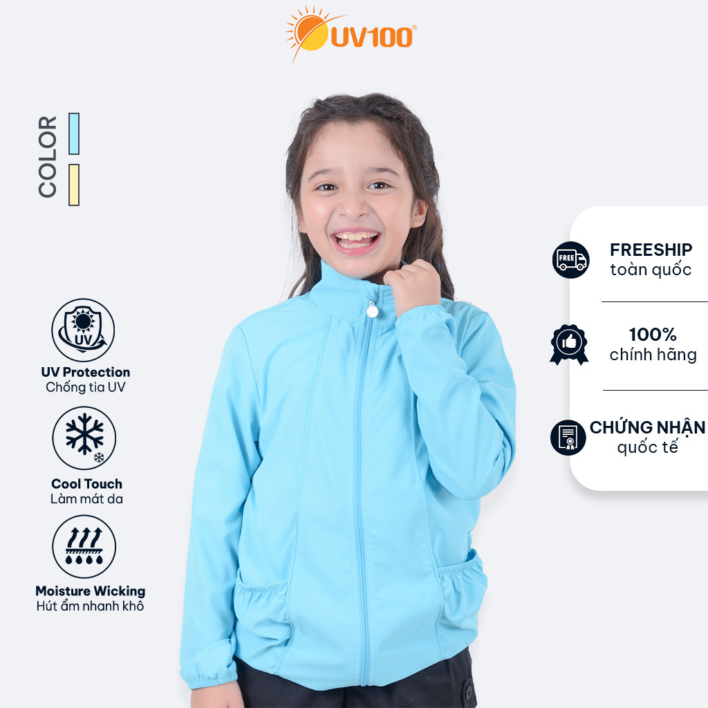 Áo khoác chống nắng cổ đứng trẻ em UV100 AD81073