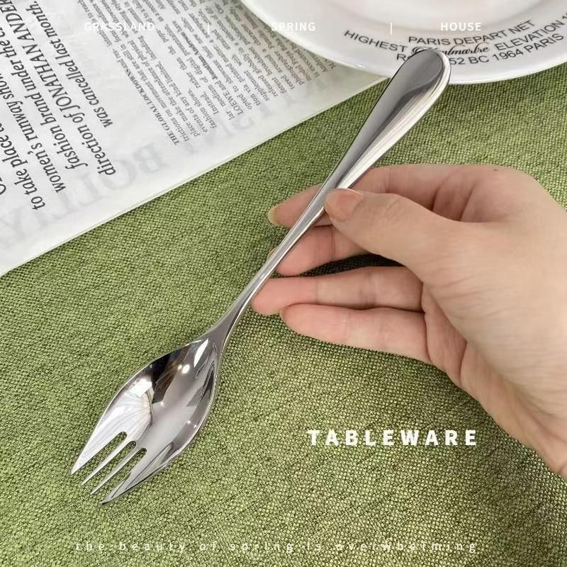 New Product#Spoon and Fork Integrated German Stainless Steel Creative Salad Fork Spoon Eating Spoon 