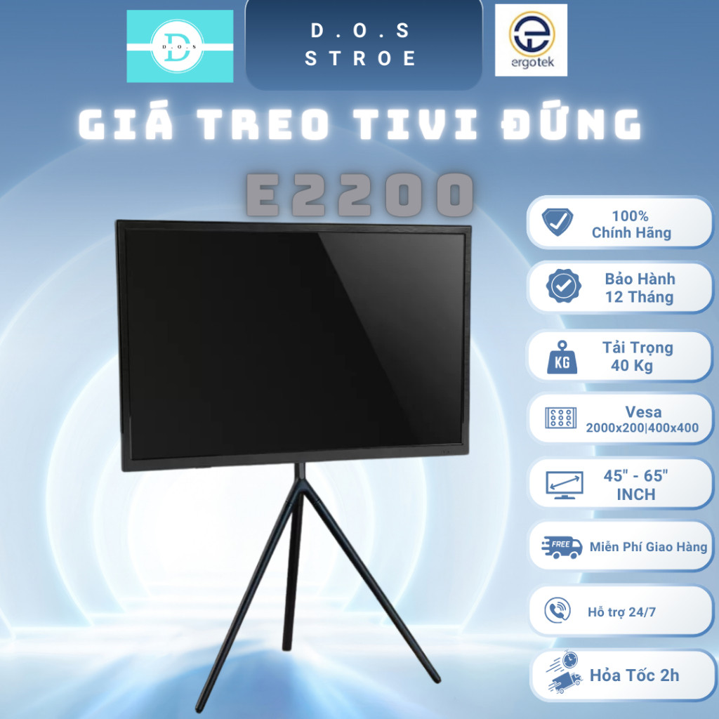 [E2200] [ErgoTek] Giá Treo Tivi 3 Chân Đứng [45"-65" Inch]