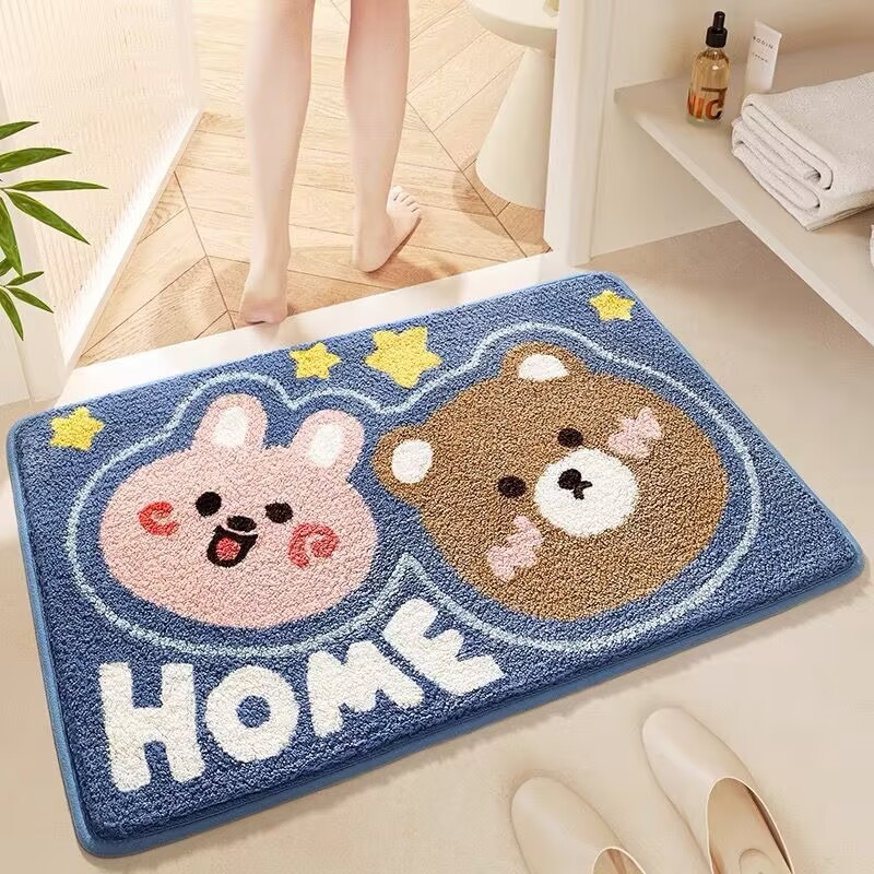 Cartoon Bathroom Absorbent Floor Mat Stain-Resistant Floor Mat Toilet Household Mat Entrance Bathroo