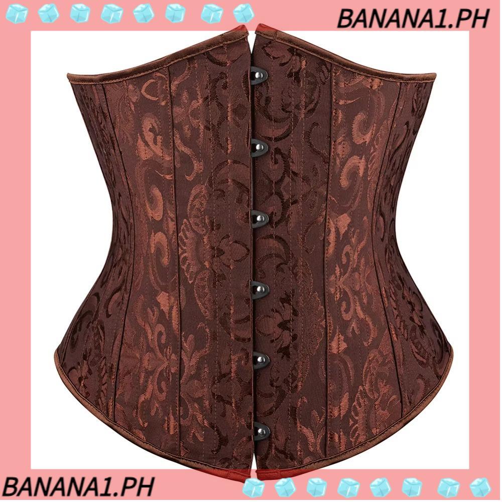 BANANA Corset Bustier Top, Đen Trắng Nâu Nữ Jacquard Underbust Corset, Gợi Cảm 26 Xương Thép Eo Huấn