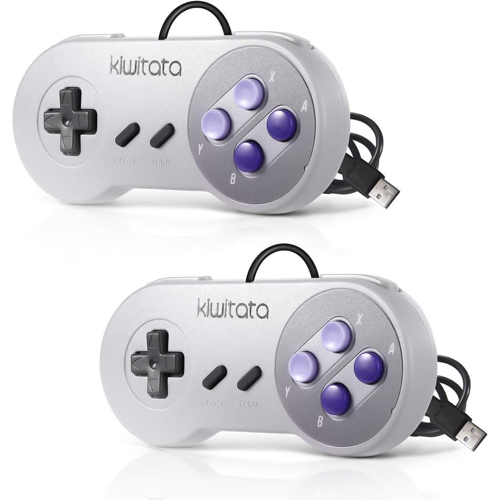 KIWITATA 2X Bộ điều khiển USB SNES cổ điển dành cho Game PC, Bộ điều khiển giả lập trò chơi USB có d