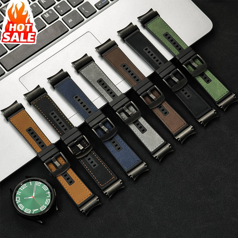 Không Khoảng Cách Dây Da Tương Thích Cho Samsung Galaxy Watch 6 5 4 FE 40mm 44mm Dây Đeo Cho Galaxy 