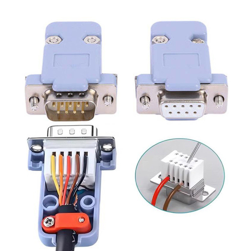 Đầu không hàn D DB9 RS232485Giao tiếp Serial Head D-SUB9 Pin Connector Plug Cấp công nghiệp 9KMD