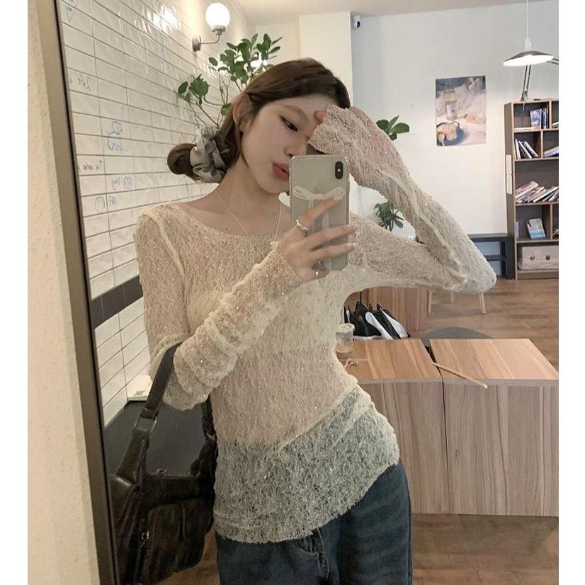 2024 New Design Korean Style Long Sleeve Sun Protection T-Shirt Short Sleeve INS Style