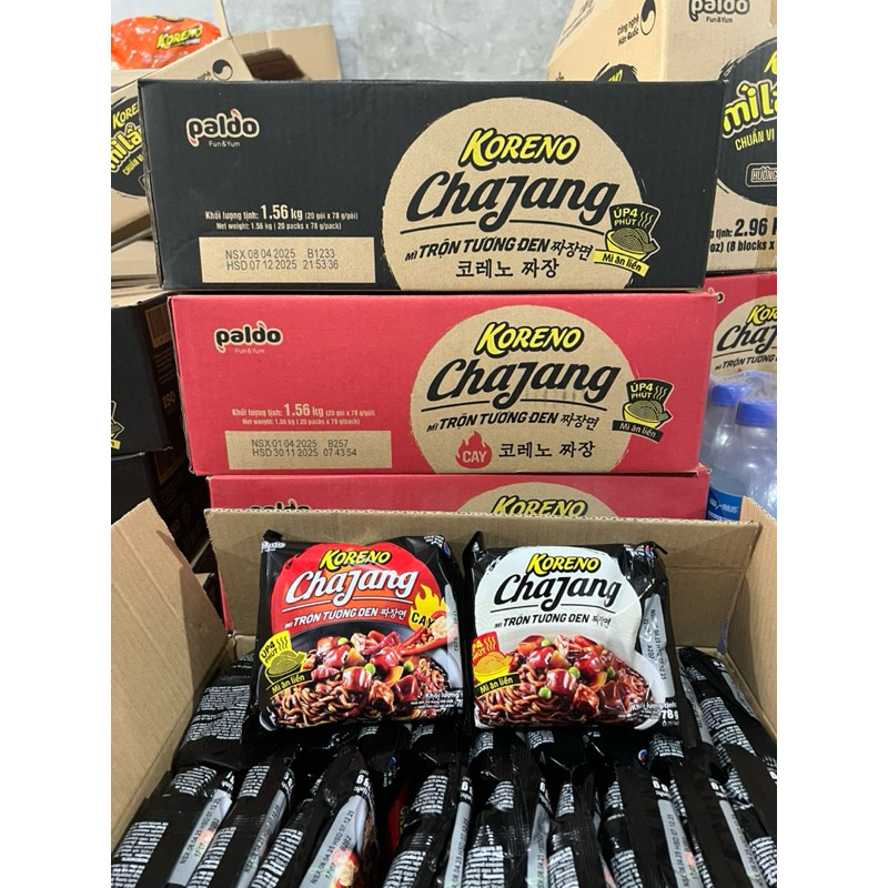 1 thùng mì trộn tương đen, đỏ , lẩu thái, koreno up / 20 gói / thùng