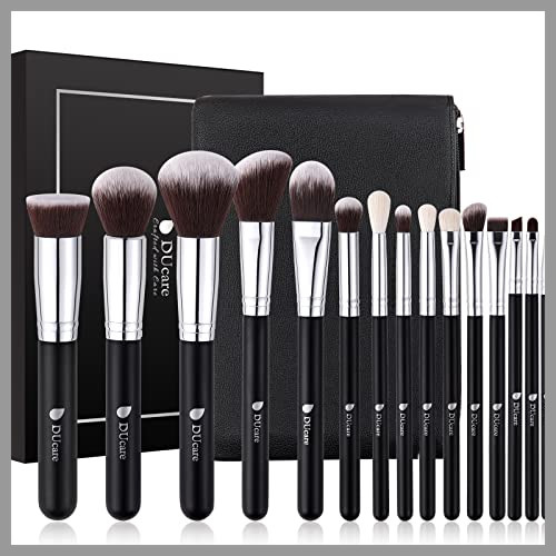 Bộ cọ trang điểm DUcare 15 cây có túi đựng PU kèm theo Lông tự nhiên Bộ phấn mắt