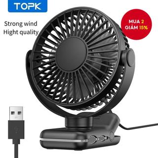  Quạt kẹp di động TOPK Quạt để bàn USB 3 tốc độ Luồng khí mạnh Xoay 720 Siêu yên tĩnh cho quà tặng mùa hè 