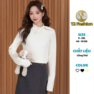   DEAL TẾT  Áo thun Giữ Nhiệt Lông Thỏ Cổ Nơ Xinh Xắn T106 - T2 Fashion 