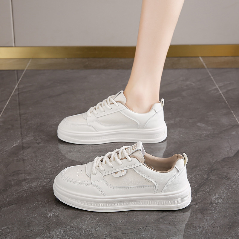 Women's Lace-Up Shoes Fashion Korean Style Four Seasons Student White Sneakers BK2502 Women's Shoes