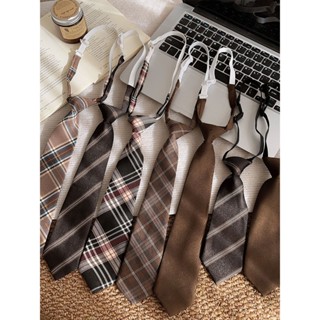 Cà vạt jk kiểm tra cổ điển màu nâu nâu