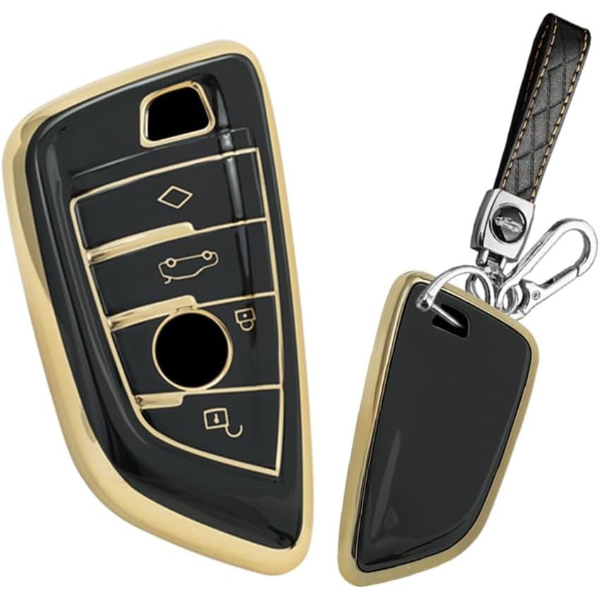 SANRILY Golden-Edge 2023 2024 Smart Key Fob Cover phù hợp cho BMW 2 Series m240i X-Drive 4 Series 42