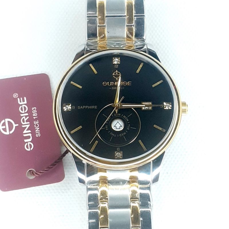 Đồng hồ nam SUNRISE 1137PA /1137SA 2 lịch kính sapphire chống nước full hộp chính hãng