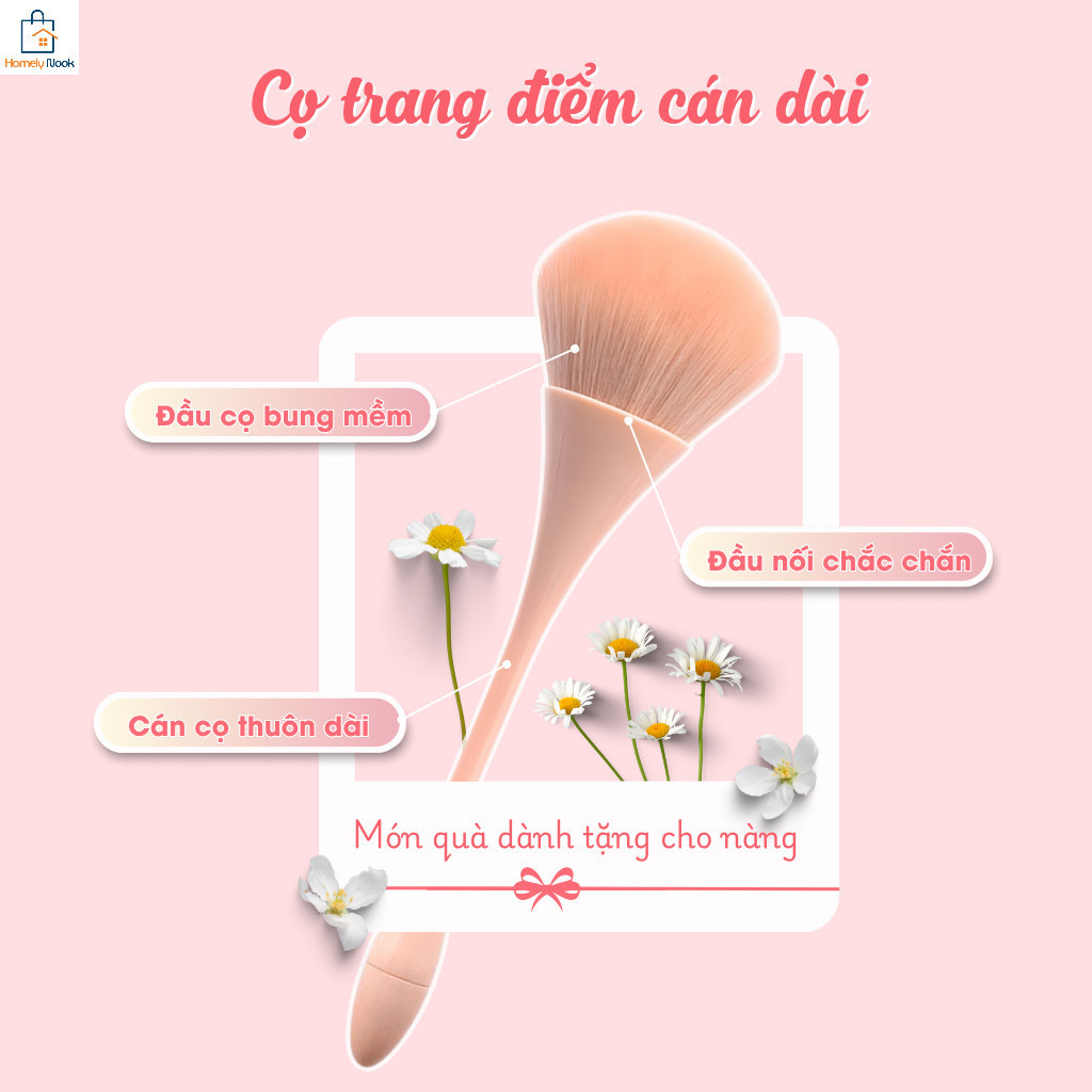 Cọ đánh phấn dạng vòng eo nhỏ, kết cấu mịn và mềm mại, tạo cảm giác thoải mái khi chạm vào, làm bằng nylon.
